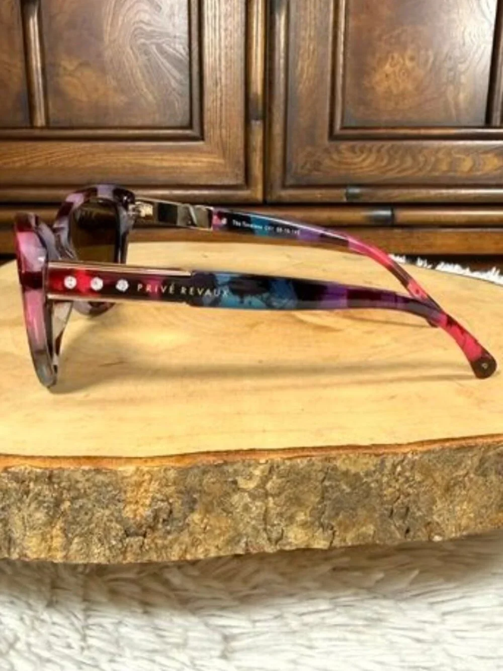 PRIVÉ REVAUX The Timeless Cat Eye Multi Tortoise Rhinestone Polarized Sunglasses - Picture 7 of 14